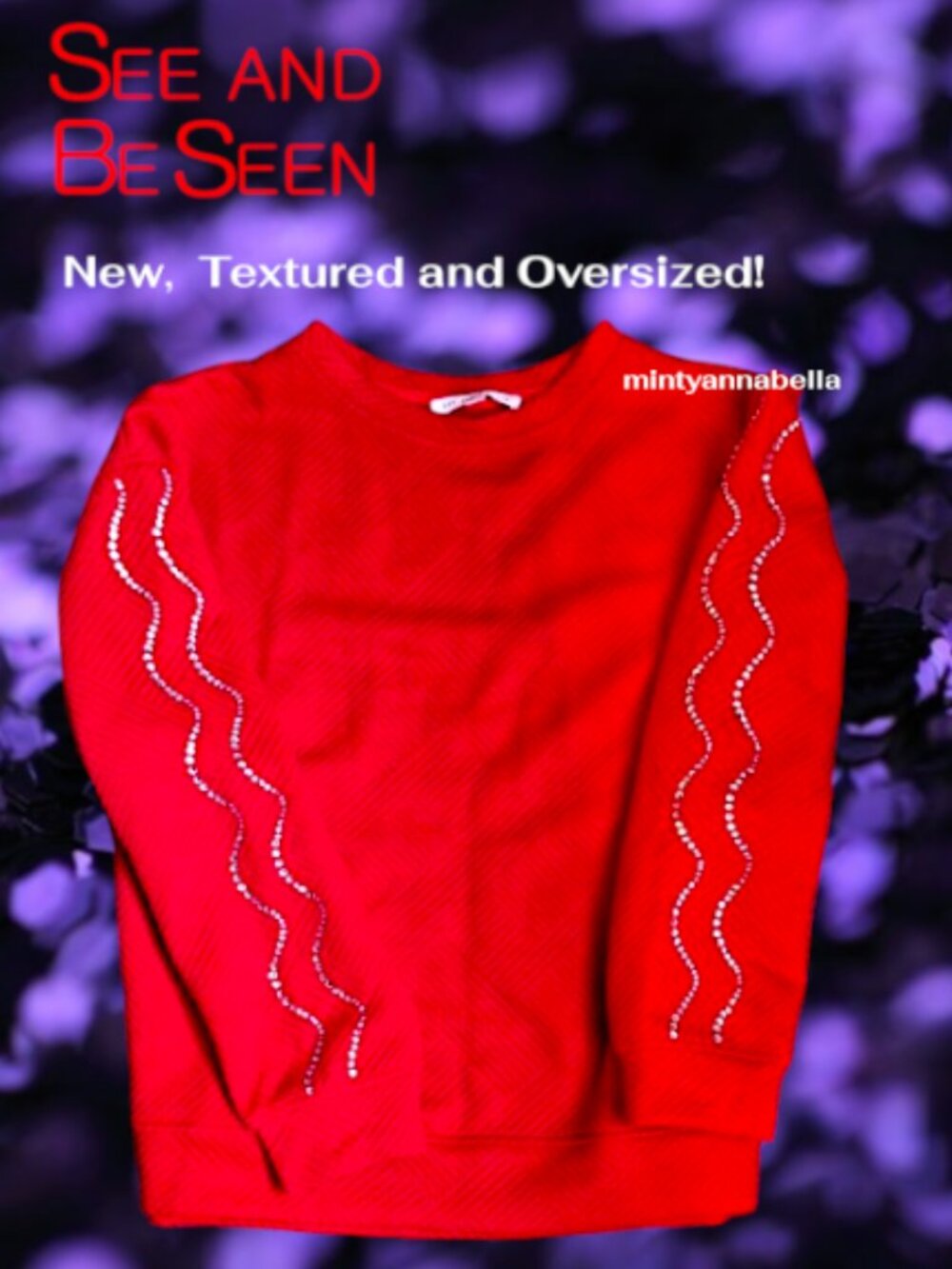 See and Be Seen 🆕️✨️Red Textured Oversized Fit Sweatshirt